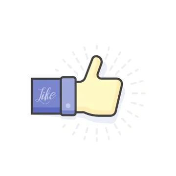 Blue thumb up icon, vector illustration 库存插图