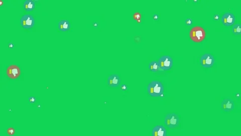 Blue thumbs up and red thumbs down icons floating on green screen chroma key Stock Footage 276285505