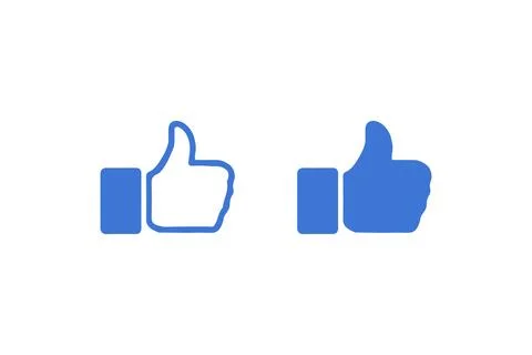 Blue Thumbs Up Like Icons Set. Vector icon. Stock Illustration