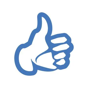 Blue Thumbs Up Outline Vector Stock Illustration