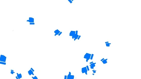 Blue thumps up icon floating. like emoticon shape symbol random dynamic motio Stock Footage 122090038