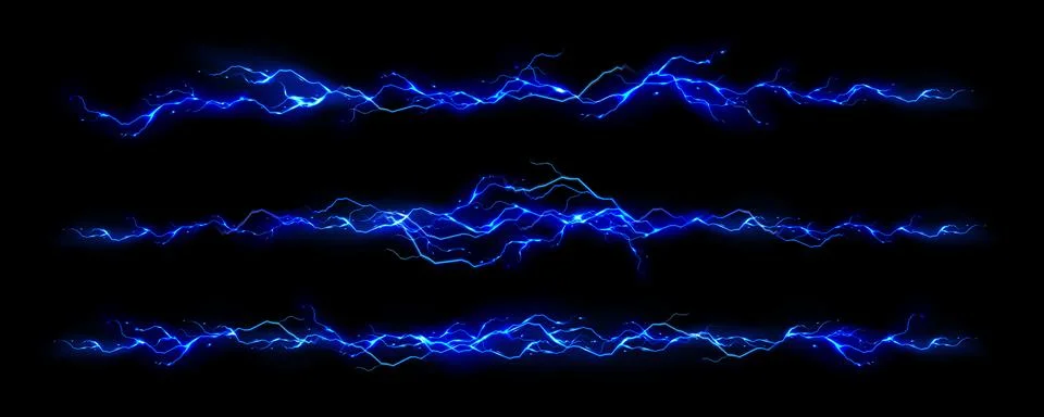 Blue thunder bolt electric waves Stock Illustration