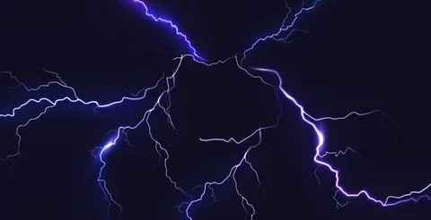 Blue thunder bolt light and electric energy discharge in form of circle on .. Illustrazione stock