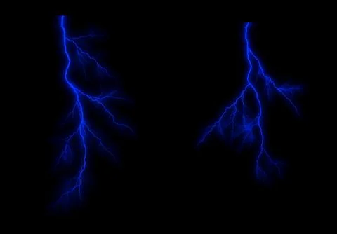 Blue Thunder, lightning striking abstract electric background Stock Photos
