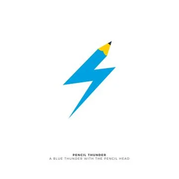A blue thunder with a pencil head Stock Illustration