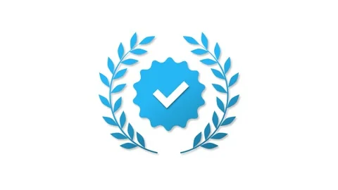 Blue tick checkmark popups with laurel wreath on isolated background. Stock-Footage 239733287
