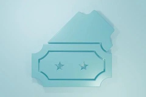 Blue Ticket icon isolated on blue background. Amusement park. Minimalism co.. Illustrazione stock