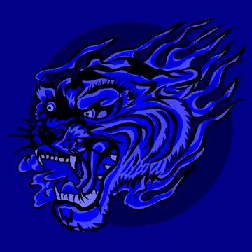 Blue tiger vector illustration Stock Illustration