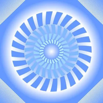 Blue tile with circle absteract shape in op-art style with 3d illusion Stock Illustration