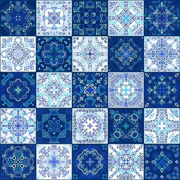 Blue Tile Collection Weave Patterns Stock Illustration