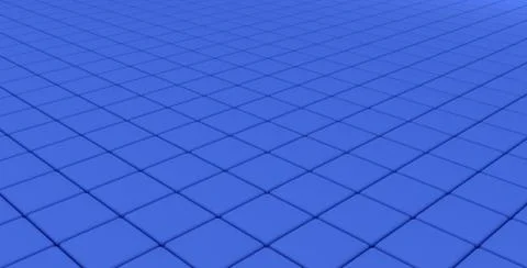 Blue tile flooring, architecture pattern texture background, 3d abstract illu Stock Illustration