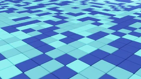 Blue tile flooring, architecture pattern texture background, 3d abstract illu Stock Illustration
