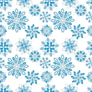 Blue Tile Floral Repeat Pattern Background Stock Illustration