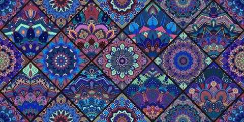 Blue Tile Mandala Pattern 库存插图