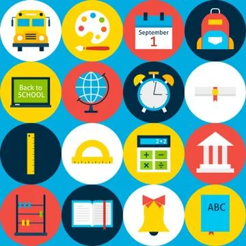 Blue Tile School Background with Circles Stock Illustration