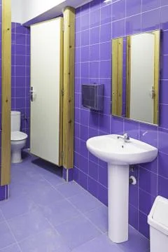 Blue tiled bathroom Stock Photos