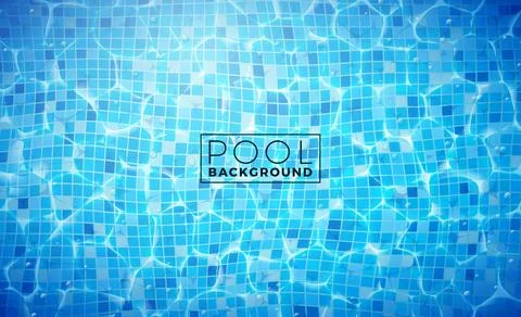 Blue Tiled Pool Top View Background Banner Design with Water Wave and Space.. イラスト素材