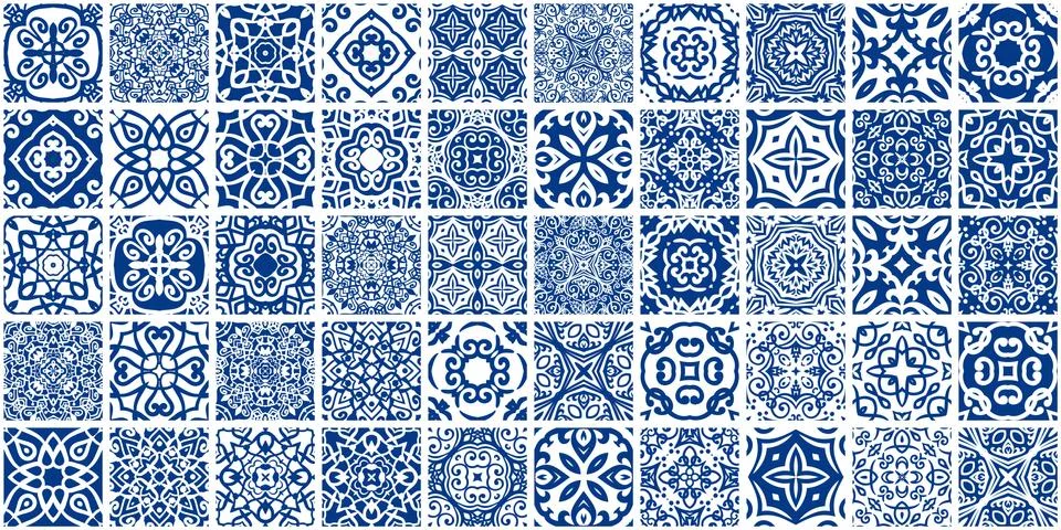 Blue Tiles Bundle Stock Illustration