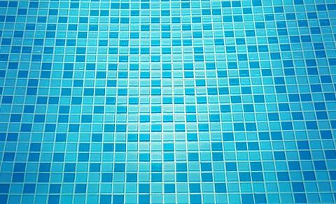 Blue tiles creating a mosaic pattern in a swimming pool Stock Photos