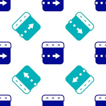 Blue Time flies on the clock icon isolated seamless pattern on white background 스톡 일러스트