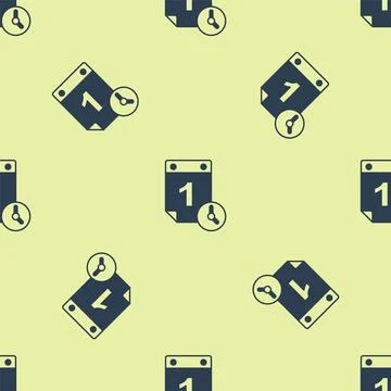 Blue Time management icon isolated seamless pattern on yellow background. Clock Stock Illustration