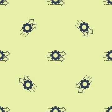 Blue Time management icon isolated seamless pattern on yellow background. Clock Illustrazione stock