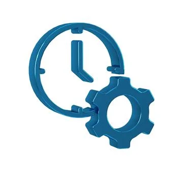 Blue Time management icon isolated on transparent background. Clock and gea.. Stock-Illustration