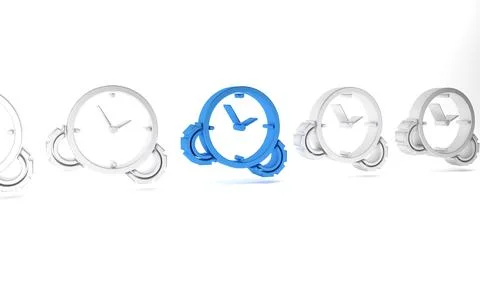 Blue Time Management icon isolated on white background. Clock and gear sign.. Stock Illustration