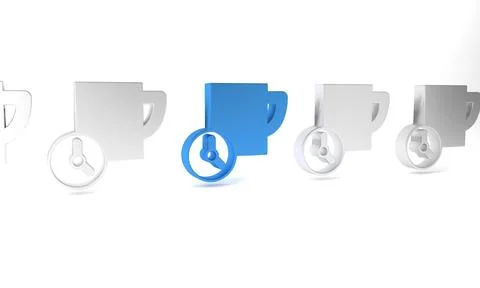 Blue Time management icon isolated on white background. Clock and coffee cu.. Stock Illustration