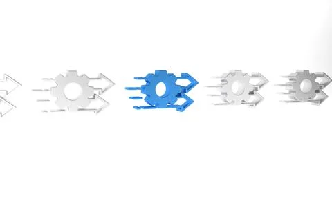 Blue Time management icon isolated on white background. Clock and gear sign.. Stock Illustration