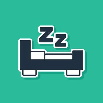 Blue Time to sleep icon isolated on green background. Sleepy zzz. Healthy Stock Illustration