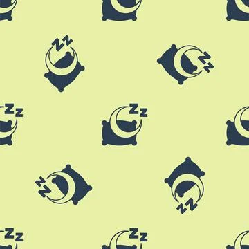 Blue Time to sleep icon isolated seamless pattern on yellow background. Sleepy Illustrazione stock