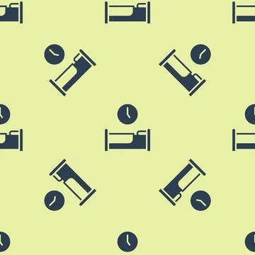 Blue Time to sleep icon isolated seamless pattern on yellow background. Vector イラスト素材