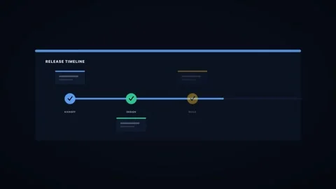 Blue Timeline Milestones Dark Project View UI Animation Loop Stock Footage 342604254