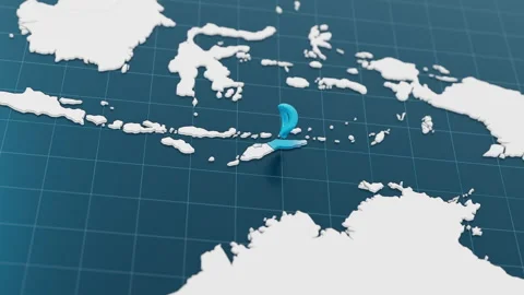 Blue Timor Leste 3d map with pointer pin surrounded with other countries in Stock Footage 320178233