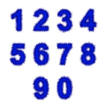 Blue tinsel digits on white Stock Illustration