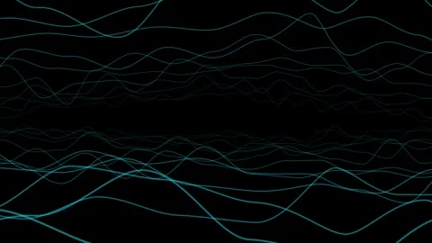 Blue tiny lines waving on black background. Animation with smooth flowing and Stock Footage 314198049