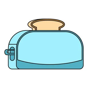 Blue toaster making toast for breakfast meal Stock Illustration