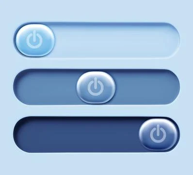 Blue toggle buttons set for user interface design Illustrazione stock