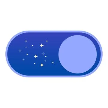 Blue toggle switch button with stars turning on night mode Illustrazione stock