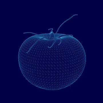 Blue tomato is shown in a computer generated image. The image is a close up of Stock Illustration