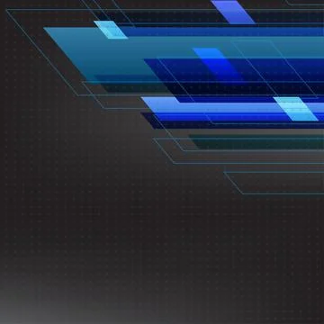 Blue Tone Abstract Square Technology Black Background. Stock Illustration