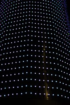 Blue tone tower of lights creating conceptual pattern background in Aucklan.. Stock Photos