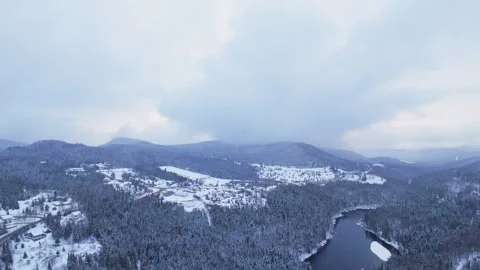 Blue-tone winter valley river Stock Footage 321101975