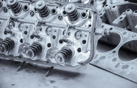 Blue toned auto engine Stock Photos