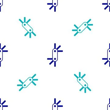 Blue Tool allen keys icon isolated seamless pattern on white background. Vector Illustrazione stock