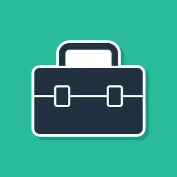 Blue Toolbox icon isolated on green background. Tool box sign.  Vector 스톡 일러스트