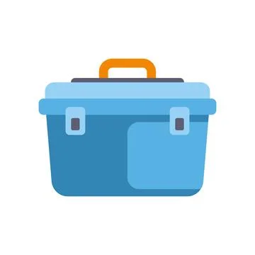 Blue toolbox with an orange handle for repair Illustration