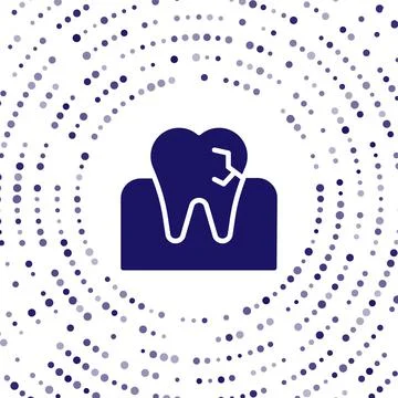 Blue Tooth with caries icon isolated on white background. Tooth decay. Abstract Stock Illustration