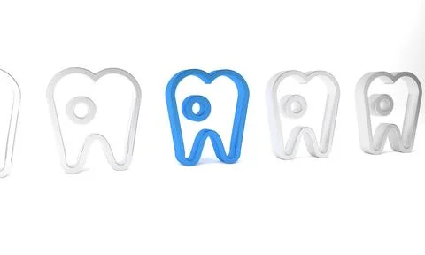 Blue Tooth with caries icon isolated on white background. Tooth decay. Mini.. Stock Illustration